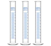Labasics Lot de 3 Éprouvettes Graduées en Verre Borosilicate 100 ml, Cylindre Gradué à Paroi Épaisse, Verrerie de Laboratoire avec Bec Verseur