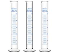 Labasics Lot de 3 Éprouvettes Graduées en Verre Borosilicaté 50 ml, Cylindre Gradué à Paroi Épaisse, Cylindre de Laboratoire avec Bec Verseur