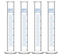 Labasics Lot de 4 Éprouvettes Graduées en Verre Borosilicaté, 50 ml, Cylindre de Mesure à Paroi Épaisse, Éprouvette de Laboratoire Gradué avec Bec Verseur