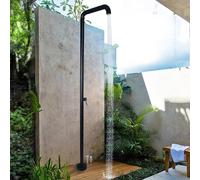 Labasuan Douche extérieure en Acier Inoxydable avec pommeau de Douche, kit de Douche autoportant avec Eau Chaude, Colonne de Douche à Effet Pluie fixée au Sol pour Piscine, Plage, Jardin(Black)