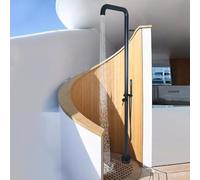 Labasuan Kit de Douche extérieure autoportante en Acier Inoxydable brossé, Colonne de Douche sur Pied avec douchette, Eau Chaude et douchette de Pieds, idéale pour Les piscines