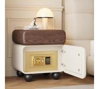 Labasuan Table de Chevet avec Coffre-Fort et tiroir, Table de Nuit sur Pied, Table d'appoint Moderne avec Serrure, Table de Chevet en Bois avec Compartiment de Rangement Secret(D,45x40x50cm)