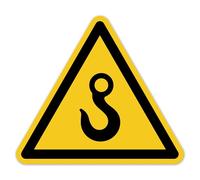 LabelTec Panneau d'avertissement avec crochet de grue autocollant conforme à la norme DIN EN ISO 7010 ASR A1.3 - Symbole d'avertissement - Panneau de sécurité pour crochets de levage, installations de