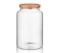 Labina Bocaux de conservation en verre avec couvercle en bois - 2600 ml - Large ouverture - Avec couvercle hermétique - Pour sucre, biscuits, spaghettis, noix et bonbons