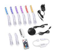 LABOREDUCER Lot de 6 éclairages LED RVB pour sols en verre avec télécommande, éclairage d'armoire à changement de couleur avec interrupteur à pied, éclairage de vitrine, éclairage pour vitrine,