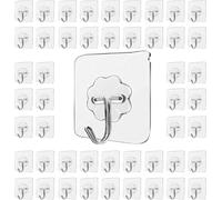 LABOTA Crochet Adhesif Mural Salle de Bain, 50PCS Crochets Adhesifs Muraux de Cuisine avec Crochets Inoxydable Serviette de Bain Utilitaire Crochet Adhésif Plafond(Transparent)