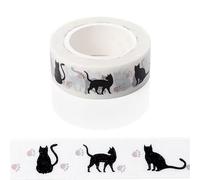 Labriciyon 1 ruban adhésif décoratif en papier washi imprimé chat noir 15 mm x 10 m