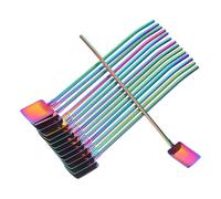LABRIMP 15 Pièces Cuillère à Paille en Acier Inoxydable Réutilisable Manche Long Pratique 2-en-1 Design Créatif pour Mélanger Boissons la Maison Voyage
