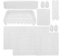 LABRIMP 1ensemble Set de Organiseurs Muraux Pegboard sans Perçage Rangement Pratique Charge Lourde pour Bricolage Bureau et Maison Support Mural Polyvalent avec Crochets et Boîtes Blancs