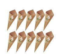LABRIMP 50pièces Kit de Cônes Papier Kraft Naturel pour Bouquets DIY Emballage Fleurs Séchées Porte-confettis Mariage et Décoration Table Anniversaire