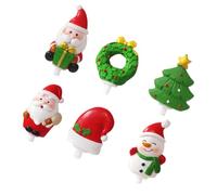 LABRIMP 6pcs Décorations de Gâteau de Noël en Résine Père Noël, Bonhomme de Neige, Sapin, Chapeau et Accessoires pour Cupcakes, pour Fête et Pâtisserie