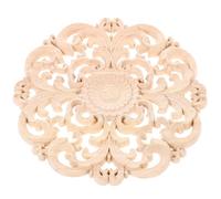 LABRIMP Applique Bois Sculpté Rond 20 Cm 1PC Non Peinte Décoration Mur Meuble Cuisine Placard Style Vintage Élégant Bois Creux