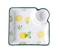 LABRIMP Assiette à Raviolis en Céramique Japonaise Porte-sauce Intégré, Design Compact et Usage Polyvalent pour Desserts et Collations Maison Plusieurs styles
