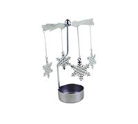 LABRIMP Bougeoir Rotatif en Acier Inoxydable Argenté avec Effet de Lumière et Fonction de Rotation Automatique, pour Décoration de Table de Salle à Manger ou Fête