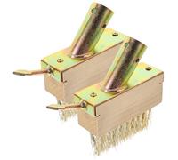 LABRIMP Brosse de Désherbage en Fil d'acier Outil Compact Anti-dérapant Manche en Bois Brosse Métallique 2pcs pour Jardin et Fête pour Fissures Sol