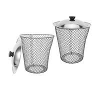 LABRIMP Composteur Métallique Lot de 2 avec Couvercle, Bac à Compost pour Jardin et Compostage de Plantes, Conteneur à vers avec Trous Ventilés, Dimensions 28.5X23.5X15 cm