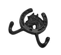 LABRIMP Crochet Mural Fonte Noir Forme Tête de Cheval et Fer à Cheval Rustiques Résistantes Corrosion pour Manteaux Serviettes et Sacs Décor Salle de Bain et Entrée