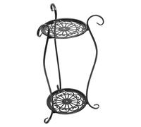 LABRIMP Étagère pour Pots de Fleurs en Fer Forgé, Support pour Vase et Pot de Fleurs, Double Couche, Noir, Forme Vase, pour Maison et Salon, Style Créatif