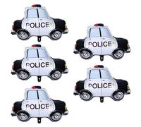 LABRIMP Forme Voiture de Police Lot de 5 Ballons en Film D'aluminium Adaptés à L'hélium L'air Fermeture Automatique Décoration Fête Anniversaire
