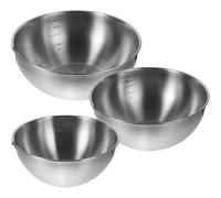 LABRIMP Lot de 3 Bols Mélangeurs en Acier Inoxydable Argenté Bord Peu Profond, Distribution Uniforme des Ingrédients, Design Créatif Cuisine et Pâtisserie