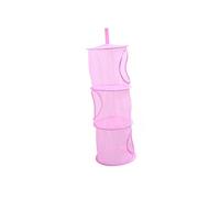 LABRIMP Panier De Rangement Suspendu 3 Compartiments Cylindre Rose En Filet Pliable Organisateur Vêtements Jouets Pour Chambre Garçon Et Filles Rangement Suspendu Multi-usages
