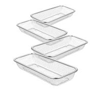 LABRIMP Panier Métallique pour Lave-vaisselle en Acier Inoxydable Argenté 4pcs Design à Mailles Dures et Trous Uniformes, Capacité Renforcée pour Rangement Couvert et Fruits