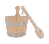 LABRIMP Seau de Sauna en Bois 5 L Louche, Style Tonneau | Poignée Intégrée Ergonomique, Usage Domestique et Bien-être, Finition Beige, pour Pierres et Sols de Salle