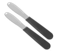 LABRIMP Spatules à Beurre Noires 2 Pièces, Acier Inoxydable et ABS | Racloir Compact, Coupe Nette, Prise en Main Légère, Rangement Facile, pour Beurre, Fromage Tartiner Cuisine
