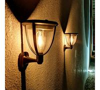 Lacasa Lampe Solaire Extérieur,【2023 Nouvelle Puissante 2 Pack】 LED Lumière Solaire Étanche avec 2 Modes Intelligent Porche Applique Lampe de Sécurité Éclairage Mural pour Jardin, Blanc Chaud 2700K