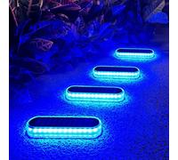 Lacasa Lampe Solaire Extérieur, 4 Pack 30 LEDs Lumière Solaire Jardin IP68 Etanche Lampe Solaire au Sol Auto On/Off Eclairage Solaire de Sécurité pour Chemins Escalier Allée Patio Pont, Lumière Bleue