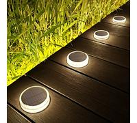 Lacasa Lampe Solaire Extérieur, 4 Pack 30LM Lampe Solaire au Sol IP68 Etanche Lumière Solaire Jardin Auto On/Off Eclairage Solaire pour Escalier Chemins Allée Patio Pont, Blanc Naturel 4000K Rond