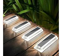 Lacasa Lampe Solaire Exterieur Jardin, 4 Pack 50LM Lumiere Solaire Exterieur Blanc Froid, IP68 Etanche LED Lampe Solaire Auto On/Off Eclairage Solaire pour Sol Escalier Chemins Terrasse Allée Patio