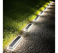 Lacasa Lampe Solaire Exterieur Jardin, 8 Pack 50LM Lumiere Solaire Exterieur Blanc Froid, IP68 Etanche LED Lampe Solaire Auto On/Off Eclairage Solaire pour Sol Escalier Chemins Terrasse Allée Patio