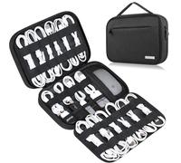 Lacdo Organisateur de Cordon de Voyage, Organisateur de câbles, Étui de Voyage d’électronique Portable, Cordons de Charge de Grande capacité à 6 Couches pour Câbles, Carte SD, Noir