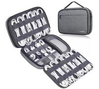 Lacdo Organisateur de Cordon de Voyage, Organisateur de câbles, Étui de Voyage d’électronique Portable, Cordons de Charge de Grande capacité à 6 Couches pour Câbles, Carte SD, Gris