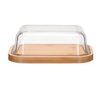 Lacers Purpleline Beurrier en verre avec couvercle en bambou 640 ml - Cloche à beurre durable, sans BPA, accessoire de cuisine robuste