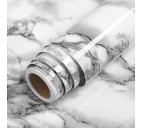 LACHEERY 60cm x 400cm Papier Adhesif pour Meuble Cuisine Gris Noir Revêtement Plan de Travail Cuisine Marbre Film Adhesif pour Meuble Blanc Imperméable Vinyle Papier Peint Autocollant Amovible