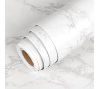 LaCheery 90 x 400cm Papier Adhesif pour Meuble Cuisine Gris Blanc Vinyle Papier Peint Adhesif Mural Marbre Blanc Credence Adhesive pour Cuisine Gris Adhesif Plan de Travail Marbre pour Armoire Table