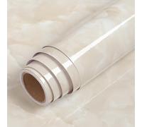 LaCheery Beige Revetement Adhesif Meuble Effet Marbre Autocollant Cuisine Plan de Travail 60cm x 400cm Papier Adhesif pour Meuble Crème Vinyle Imperméable Stickers Autocollants pour Salon Frigo
