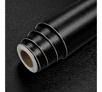 LaCheery Effet Métal Papier Adhesif pour Meuble Noir Inox Brossé Autocollant Frigo 30cm x 800cm Imperméable Brillant Film Adhesif Noir Cuisine Vinyle Credence Adhesive pour Réfrigérateur Table Bureau