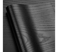 LaCheery Film Adhesif pour Meuble Mat Papier Peint Bois et Noir Cuisine 90cm x 400cm Papier Adhesif pour Meuble Bois Imperméable Vinyle Rouleau Revêtement Autocollant pour Bureau Toilette Comptoir