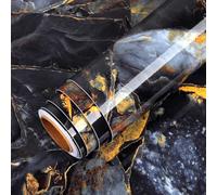 LaCheery Papier Adhesif pour Meuble Marbre Noir Or Revetement Adhesif Meuble Cuisine Plan de Travail 40cm x 700cm Rouleau Film Autocollant en Vinyle Imperméable Papier Peint Marbre Noir pour Comptoir