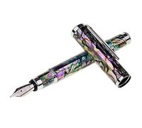 LACHIEVA LUX Stylo Plume en Nacre d’Ormeau avec Plume Fine Fabriquée en Allemagne, Débit d’Encre Fluide, Convertisseur Rechargeable, Stylo Haut de Gamme pour Calligraphie, Coffret Cadeau
