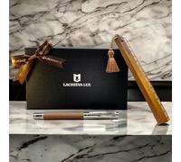 LACHIEVA LUX Superbe stylo roller en noyer avec règle/marque-page, cadeau de luxe pour femme et homme