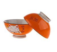 lachineuse - 2 Bols à Soupe ou à Ramen - Design Maneki Neko - Colori Orange