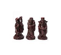 lachineuse - 3 Statuettes Dieux Fuk - Figurines Fuk, Luk et Sau - Coloris Rouge - 11,5 cm de Hauteur - Déco Chinoise Asiatique - Décoration Feng Shui pour Maison, Bureau, Intérieur - Idée Cadeau Chine