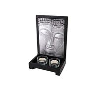 lachineuse - Bougeoir Décoratif Visage Bouddha - Décoration Zen Intérieur Buddha - avec 2 Porte-Bougie en Verre - 24 x 15 cm - Déco Asiatique - Idée Cadeau Asie Japon - Chandelier Méditation