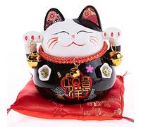 lachineuse - Chat Maneki Neko - Tirelire Chat Japonais Porte Bonheur - Figurine Cadeau Japon - Objet Kawaii Déco - Lucky Cat Porcelaine - Chat Chinois Asie Décoration - Chance, Fortune, Prospérité