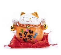 lachineuse - Chat Maneki Neko - Tirelire Porte Bonheur Japonais - Traditions d'Asie - Colori Orange - Porcelaine - Idée Déco et Cadeau Japon Asie - Protection, Chance et Bonheur
