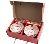 lachineuse-Coffret 2 Bols à riz Maneki Neko avec Baguettes-Cadeau Japonais